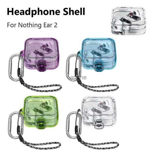 Handyhüllen PC transparente Schutzhülle für Nothing Ear 2 Wireless-Kopfhörer-Schutzhülle Hülle Shell-Kopfhörerhülle mit Lanyard-Haken YQ240117