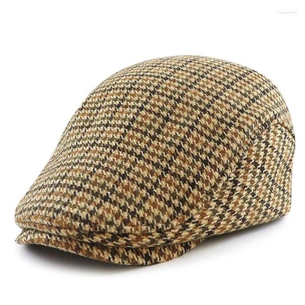 Berretti 2024 Primavera Autunno E Inverno Lady Feltro Berretto Maschio Berretto di edera Donna Moda Pied De Poule Sboy Caps Papà Caldo Pile Pittore Cappelli