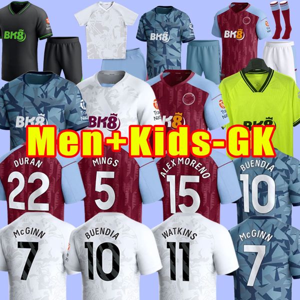 23/24 KAMARA Home Villa Fußballtrikots 2023 Home BUENDIA McGINN DOUGLAS LUIZ MINGS Fußballtrikots SANSON WATKINS NAKAMBA Männer Kinder Kit Fußball Torwart