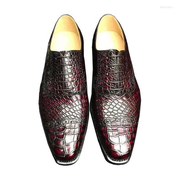 Sapatos de vestido Chue homens crocodilo couro formal casamento negócios banquete real sola