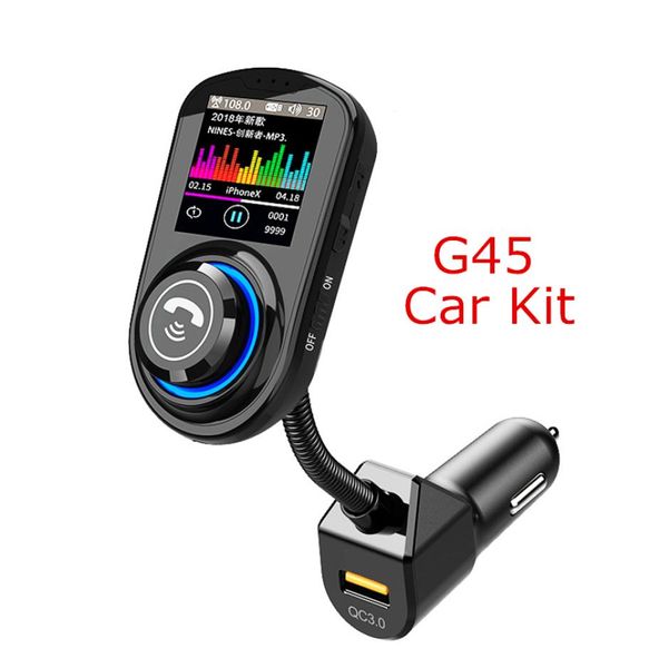 G45 Bluetooth Hands Carkit met QC30 USB-poort Oplader FM-zender Ondersteuning TF-kaart MP3-muziekspeler VS BC06 T10 T11 X5 G72619018