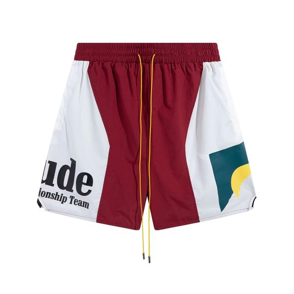 Shorts masculinos Mens Designer Swim Shorts Curto Homem Designer Rhude Verão Moda Praia Calças de Alta Qualidade Streetwear Vermelho Azul Preto Roxo p Js