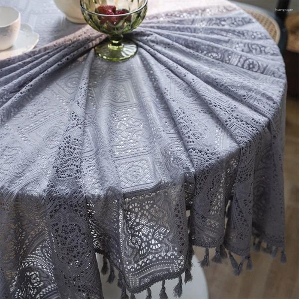 Toalha de mesa redonda de crochê, toalha de mesa redonda com renda, capa de café, decoração de casa, natal, tv, adereços de tiro