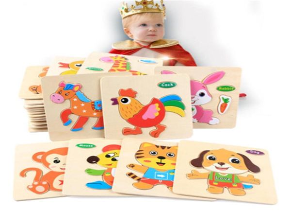 24 estilosToddler brinquedo crianças bonito animal quebra-cabeças de madeira 1515cm bebê bebês colorido madeira quebra-cabeça inteligência brinquedos animais veículos 2534116