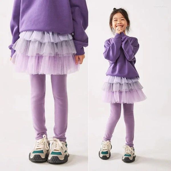 Pantaloni 2024 neonate maglia torta gonne leggings primavera autunno inverno bambina per bambini pantaloni eleganti per compleanno vestiti da principessa per bambini