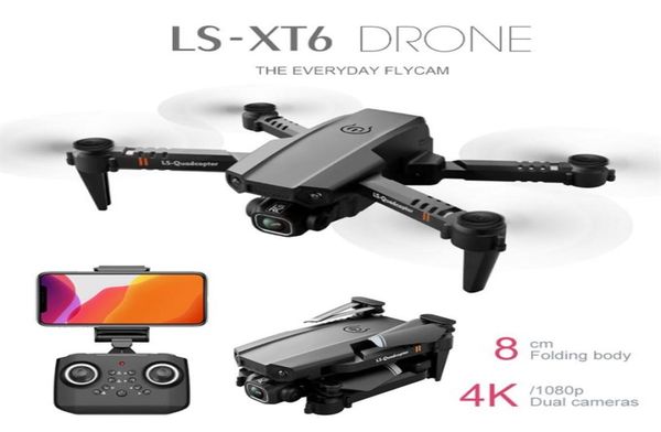 Intelligente Uav LSRC LSXT6 Mini Droni WiFi FPV con 4K1080P HD Doppia Fotocamera Modalità di Mantenimento dell'altitudine Pieghevole RC Drone Quadcopter RTF7513033