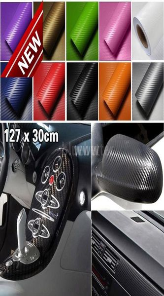 Verbesserte 12730CM 3D Auto Carbon Faser Vinyl Film Carbon Auto Wrap Blatt Rolle Film Papier Motorrad Auto Aufkleber Aufkleber 3994434