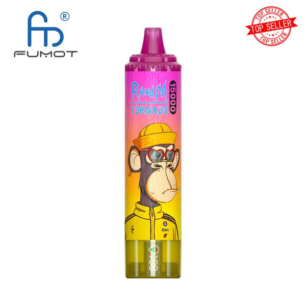 Fumot RandM Tornado E-cigarro Kits Descartáveis Vape Pen 15000 Puffs Cigarro Eletrônico 1000mAh 25ml Dispositivo Extra Power E Cigarros 41 cores