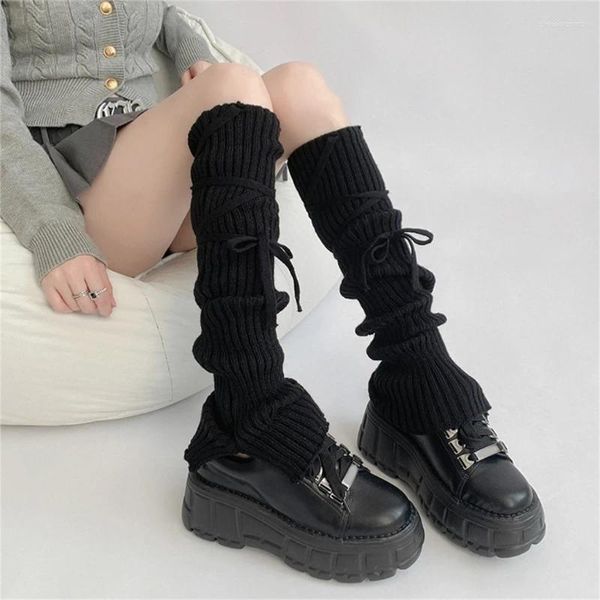 Kadın Socks Girls Lolitas Bows Dantel Up Örgü Alevli Kollu Goth Bol manşet ayak bileği yığın jk üniforma ayak kapağı