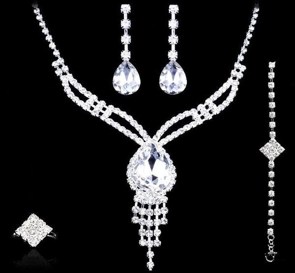 Conjuntos de joias de casamento, brincos, colar, anéis, pulseira, acessórios, um conjunto inclui quatro peças, moda de luxo, novo estilo ht1261709596