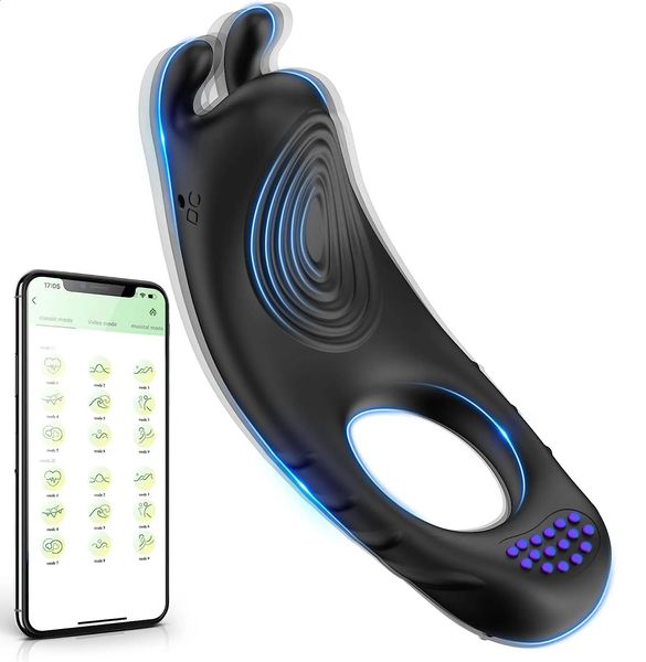 Vibratore Cock Ring APP Controllo remoto senza fili Coniglio vibrante per uomo Ritardo del pene Anelli di eiaculazione Giocattoli del sesso Coppia per adulti 240117