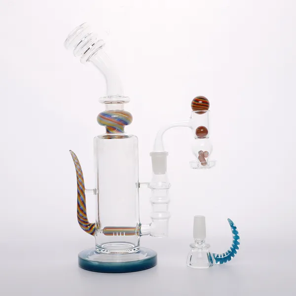 Großhandel exquisite 26 cm blaue Farbe Glas Bong Geschenkbox Set/Raucher Bong Set/Glas Dab Rig Bong