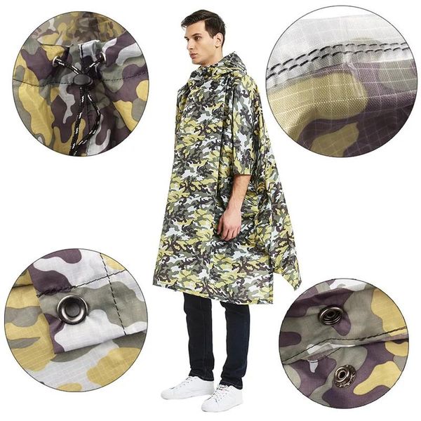 Jaquetas selva impermeável capa de chuva mulher/homem selva poncho mochila camuflagem capa de chuva caminhadas capa de chuva