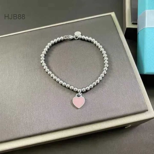 Anhänger Luxus Schmuck Designer Tiffanyitys Kette Frauen Mode T Schmuck Charme Mann Edelstahl Perlen Armbänder Armband Für Immer Liebe Emaille Rosa Blau Herz c Kq0z