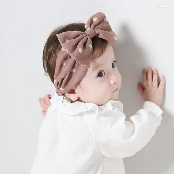 Accessori per capelli in cotone carino punto onda fiocco rosa fascia regolabile in stile anello per bambino nato