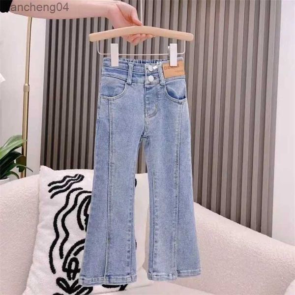 Calças de brim primavera outono novas crianças elásticas fenda queimado calças do bebê meninas casuais todos os jogos jeans crianças desgaste exterior moda