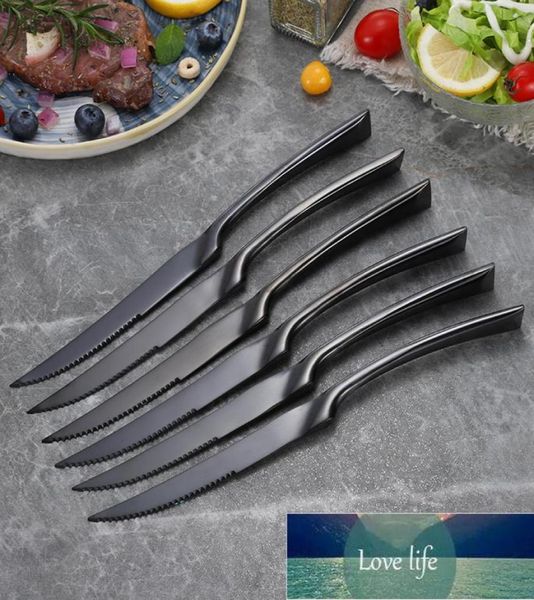6pcsset faca de bife de aço inoxidável preto rosa ouro prata afiada facas de mesa conjunto restaurante talheres talheres louça set2324930