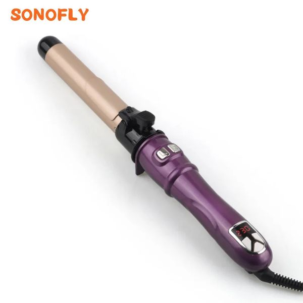 SONOFLY 28mm 32mm Eletricidade Modelador de cabelo Rotação automática Ferros de ondulação de cabelo com controle de temperatura LCD 100 a 230 JF-192 240117