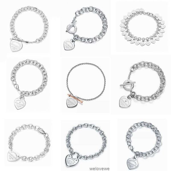 Gioielli firmati per donna Bracciale Classico t Home Argento sterling 925 Cuore Nuovissimo diamante Punta di freccia Bracciale con ciondolo amore Moda Handwear all'ingrosso AMOP