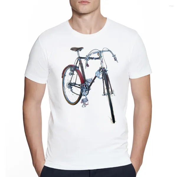 Herren T-Shirts Vintage Fixed Gear Fahrrad Radfahrer Malerei Künstler T-Shirt Männer Kurzarm Rennrad Sport Liebhaber Weiß Casual Boy Tees Tops