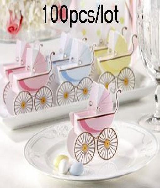 100 штук классической коробки для любителей коляски в розовом и синем цвете для детского душа коробки для любимого подарка и подарочный день рождения 4030784