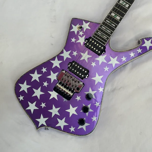 Roxo Iceman Guitarra Elétrica Estrela corpo ibn marca Fretboard Peças Cromadas Tremolo Navio Livre