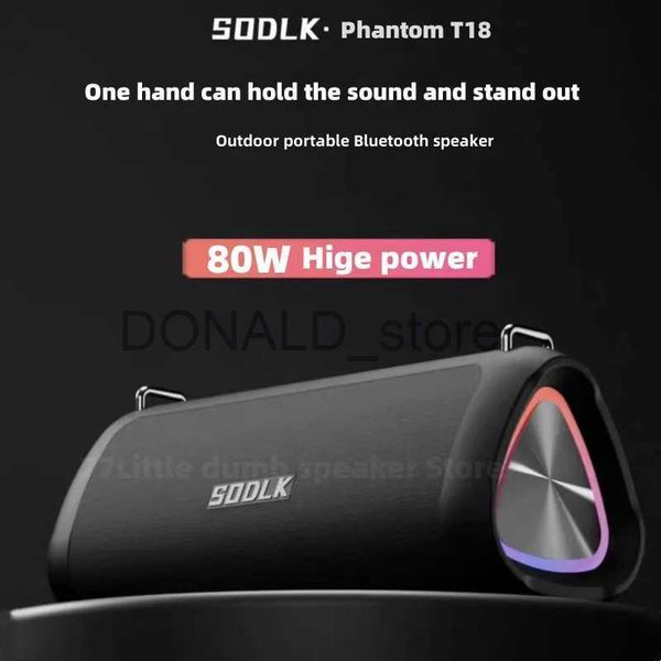 Alto-falantes portáteis SODLK T18 80W Caixa de som de alta potência Bluetooth Speaker Outdoor Wireless Subwoofer Soundbar TES Party Karaokê Mega Bass com microfone J240117