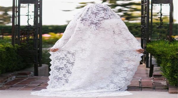 Branco marfim luxo rendas véus de casamento clássico renda véu de noiva acessórios de casamento noiva mantilla véu de casamento5973827