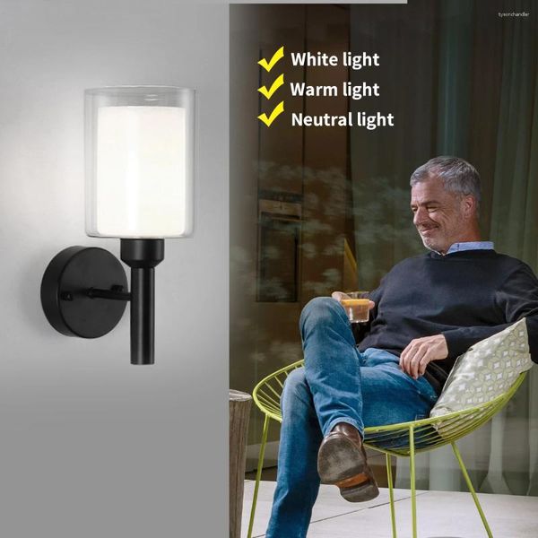 Lâmpadas de parede Modern Minimalista Escada Espada para Quarto de Cabeceira LED Bola de Vidro Iluminação Sconce Dinning Preto