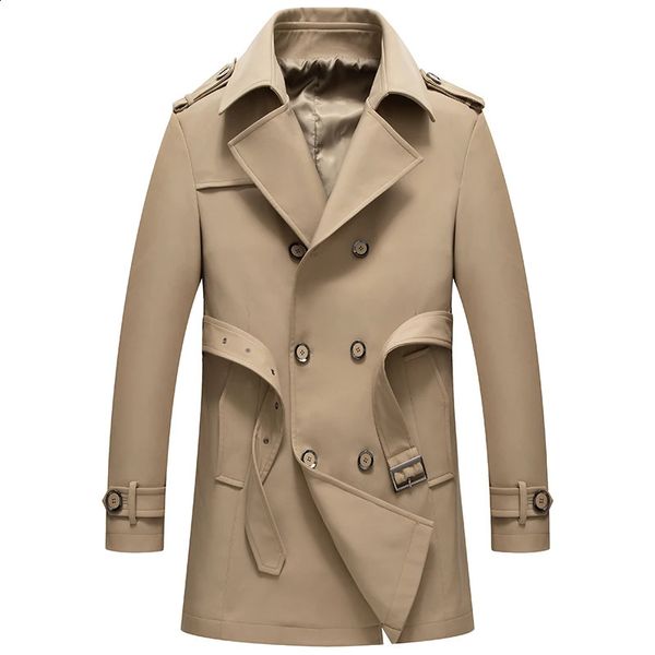 Двубортный осенний плащ, мужские куртки, повседневная верхняя одежда, ветровка, куртка с тонкими лацканами, длинные пальто, большой размер S-3XL 240117