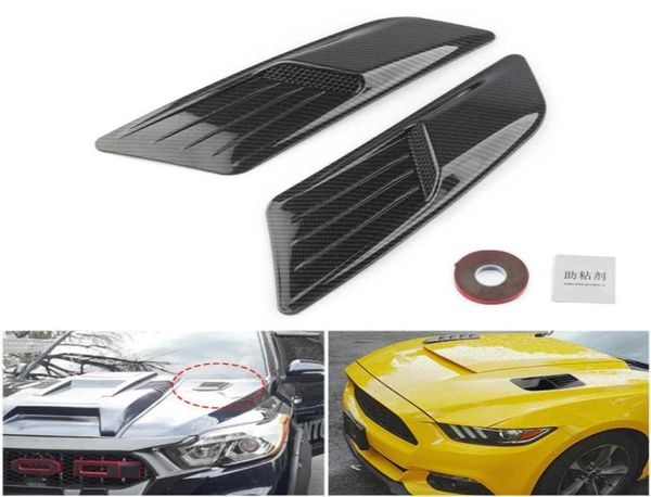 1 paio di decorazioni esterne per auto adesivi per cofano auto nero universale lato presa d'aria flusso sfiato copertura decorativa Carstyling Car3129254