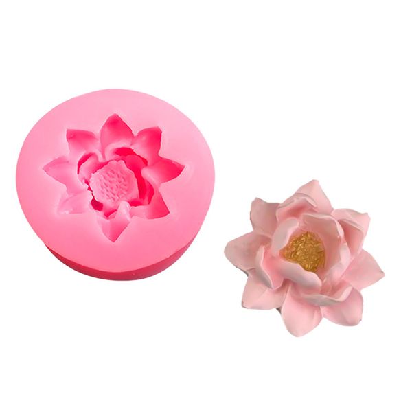 Stampo in silicone fiore di loto per fondente fai da te caramelle fare stampi per cioccolato lecca-lecca dessert cubetto di ghiaccio gomma argilla sapone biscotto gesso 122258