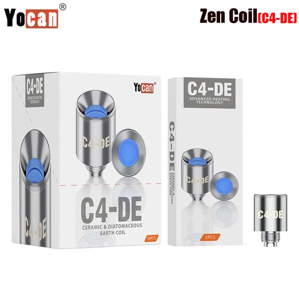 Yocan ZEN COIL C4-DE Bobina de cerámica y tierra de diatomeas de 1,6 ohmios para el kit de vaporizador Yocan Zen Dab Pen 5 piezas / paquete E cigarrillo auténtico