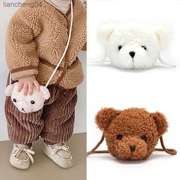 Borse Borsa a tracolla in peluche con orso carino per bambini Borse a tracolla per cartoni animati per bambini Borse in peluche kawaii Zaino per animali di peluche per bambine