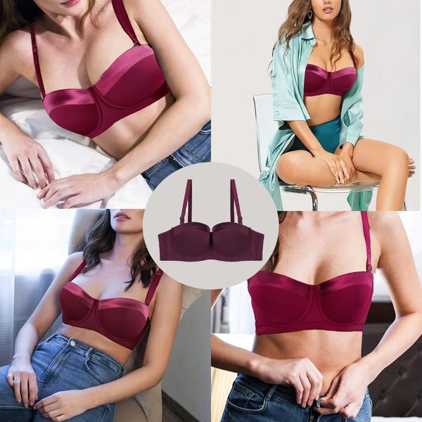 Reggiseni di BINNY 38c Sexy senza spalline Coppa C Biancheria intima da donna Silicone Mezza lingerie di alta qualità Con ferretto 240116