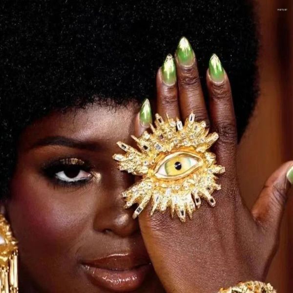 Dangle Brincos Exagerado Metal Banhado A Ouro Olhos Em Forma Para Mulheres Jóias Vintage Anel Étnico Broche Acessórios
