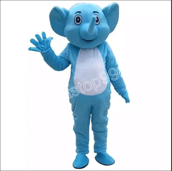 Alta qualidade azul elefante mascote traje dos desenhos animados anime tema caráter unisex adultos tamanho publicidade adereços festa de natal ao ar livre roupa terno