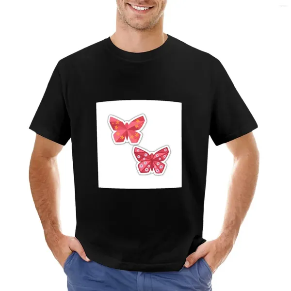 Confezione di adesivi per canotte da uomo Origami farfalla rossa con fiori. T-shirt Anime camicetta magliette da uomo grafica