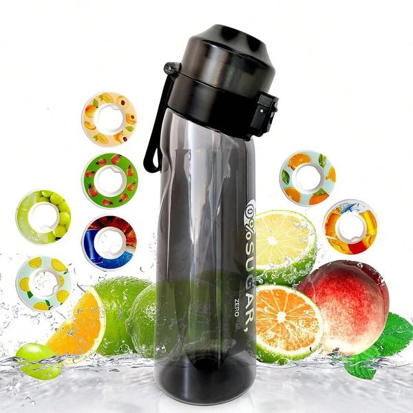 Garrafa de água de movimento com 7 cápsulas de sabor 650ML de grande capacidade Sports Water Up Bottle Starter up Set Fruit Fragrance 240116