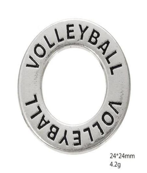 2021 Schmucklegierung, antik versilbert, Volleyball-Kreisscheibe, Affirmationsanhänger, kompatibel mit Armband 2441905