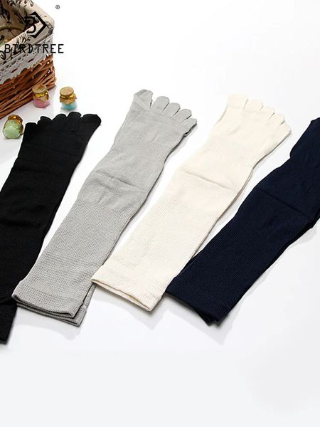 Birdtree 5 pares de meias de seda real com cinco dedos, meias masculinas esportivas sem costura respirável, resistentes a odores, secagem rápida, bico alto para dormir u35011m 240117