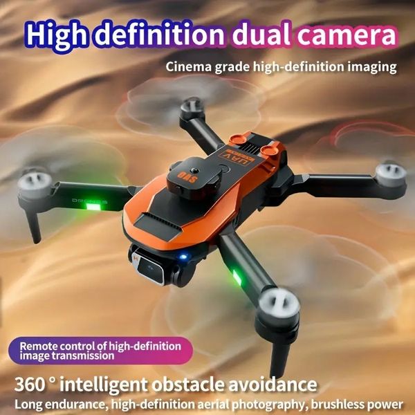 Drone senza spazzole con doppia fotocamera e 3 batterie, 2.4G WIFI FPV Evitamento intelligente degli ostacoli a 360° Localizzazione del flusso ottico Pieghevole RC Drone Quadcopter Regali