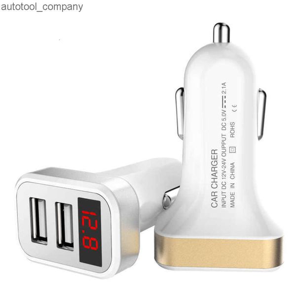 Novo carregador de carro 5V USB com tela LED Adaptador de carregador de carro inteligente para carregamento para iPhone 7 Samsung Xiaomi carregadores de telefone celular para carro