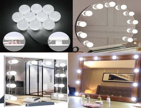 Lampada per trucco LED USB 12V Kit da 10 lampadine per tavolo da toeletta Dimmerabile continuo Luce per specchio cosmetico 8W2282919