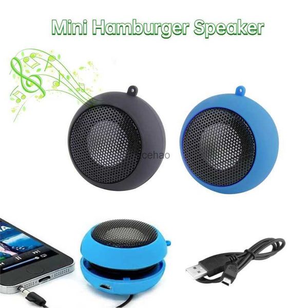 Bücherregallautsprecher Mini tragbarer Reiselautsprecher mit 3,5-mm-Audiokabel Stereo-Audio-Musik-MP3-Player für Mobiltelefon-Tablet Hamburger-Lautsprecher