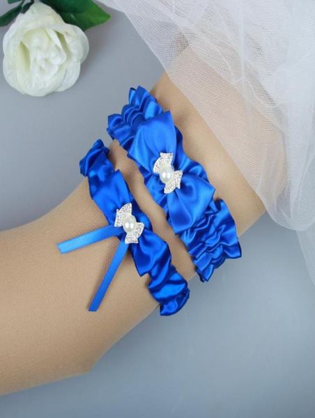 Ligas de casamento para noiva azul vermelho nupcial perna ligas cinto conjunto strass cristais fita de cetim tamanho de 15 a 23 polegadas 4700249