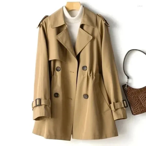 Trench da donna Primavera Autunno Abbigliamento donna 2024 Giacca a vento Khaki Risvolto Giacca con doppio bottone Cappotto allentato Capispalla femminile ERA