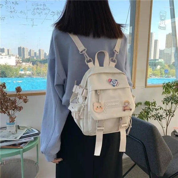 Sacos escolares pequeno saco quadrado de alta capacidade impermeável bonito nylon moda casual simples mochila feminina menina crossbody