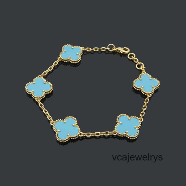 Bracciale Van Clover con incisione di 5 bracciali da uomo in oro 18 carati, argento, conchiglia colorata, gioielli con amore rosa, catena di estensione da 20 cm, 15 mm