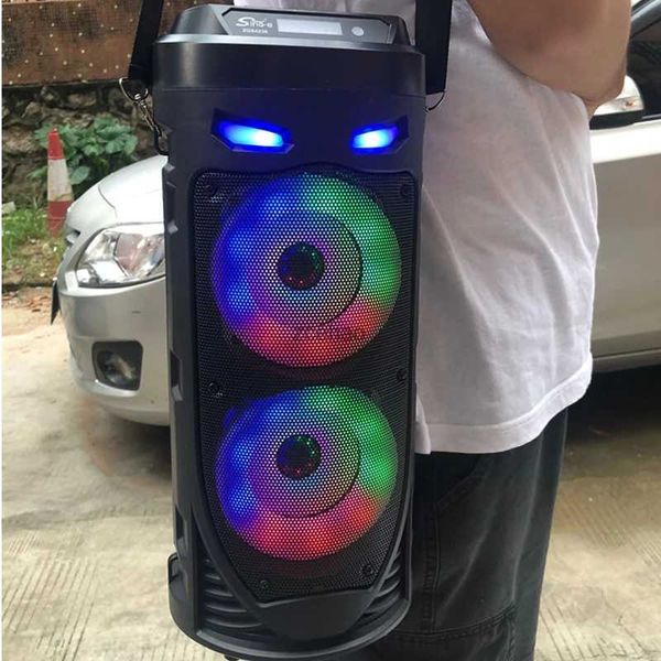 Alto-falantes de estante Grande Dança Quadrada Portátil Bluetooth Speaker LED Luz Colorida Soundbar Coluna KTV Soundbox Subwoofer Sem Fio HiFi Boombox